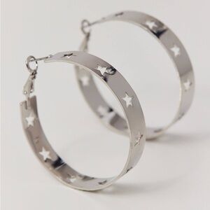 New Urban Outfitters Star Icon Hoop Earrings Cowboy Silver